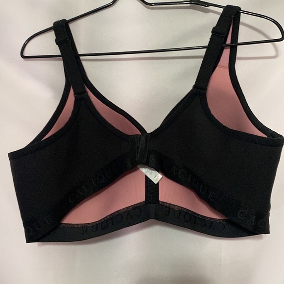 Cacique LIGHTLY LINED NO WIRE WO SIZE 44C Sheer Black and Pink Dot Bra. CLEAN - Picture 10 of 11